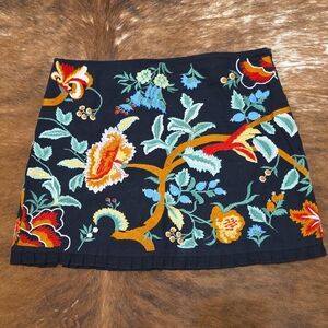 Zara Black Mini Skirt with Colorful Floral Embroidery